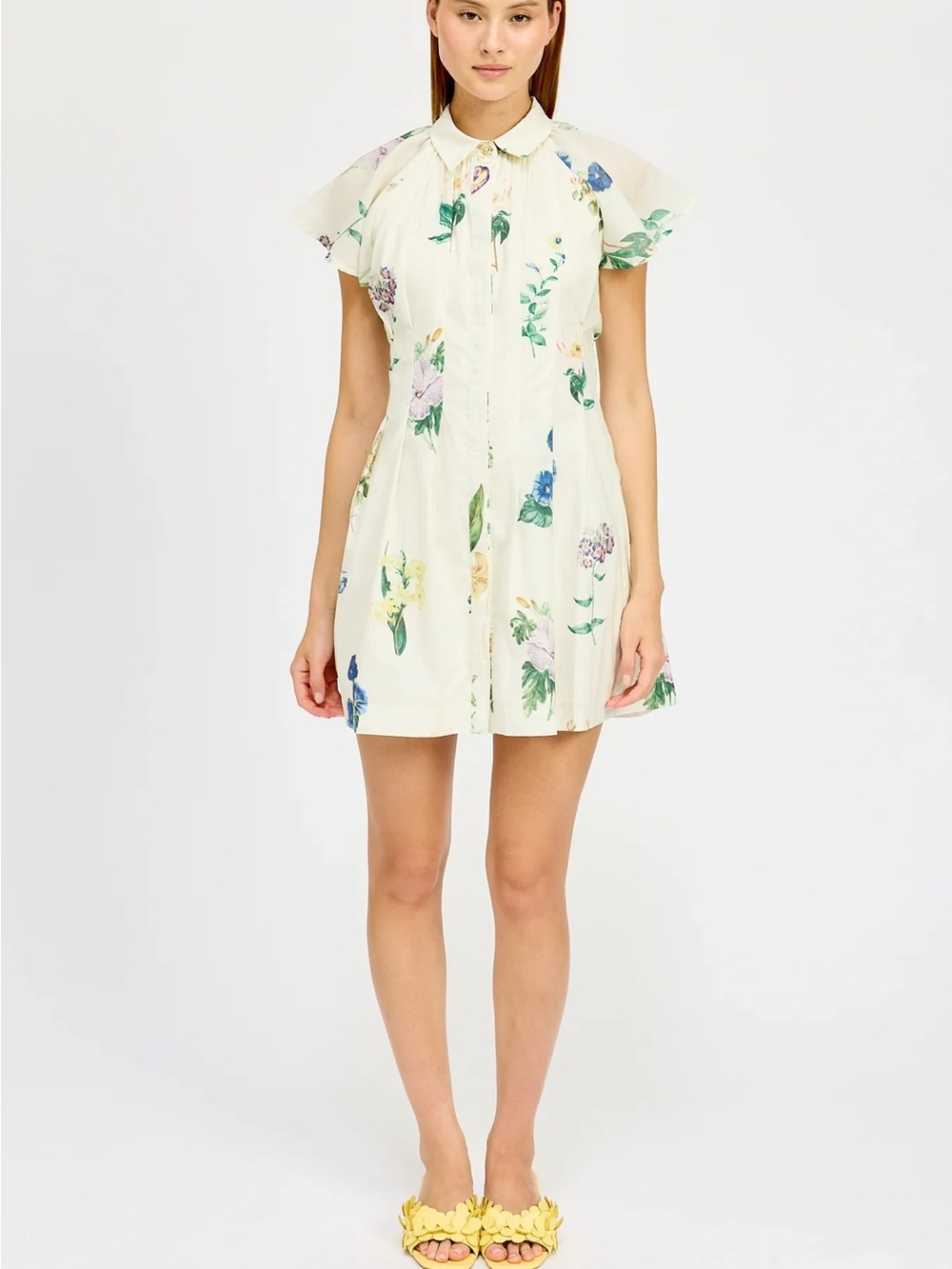 Romantic Floral Anthropologie En Saison Ashley Mini Shirt Dress size Medium - Picture 3 of 9